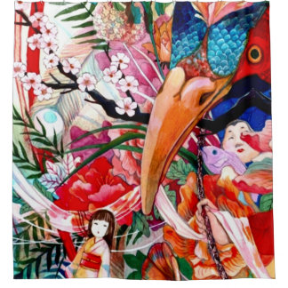 Japanese Colour Collage Shower Curtain