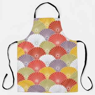 Japanese Colourful Flower Wave vintage Seamless Pa Apron