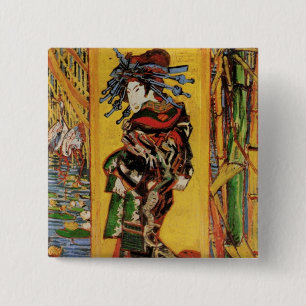 Japanese Courtesan Oiran by Vincent van Gogh 15 Cm Square Badge