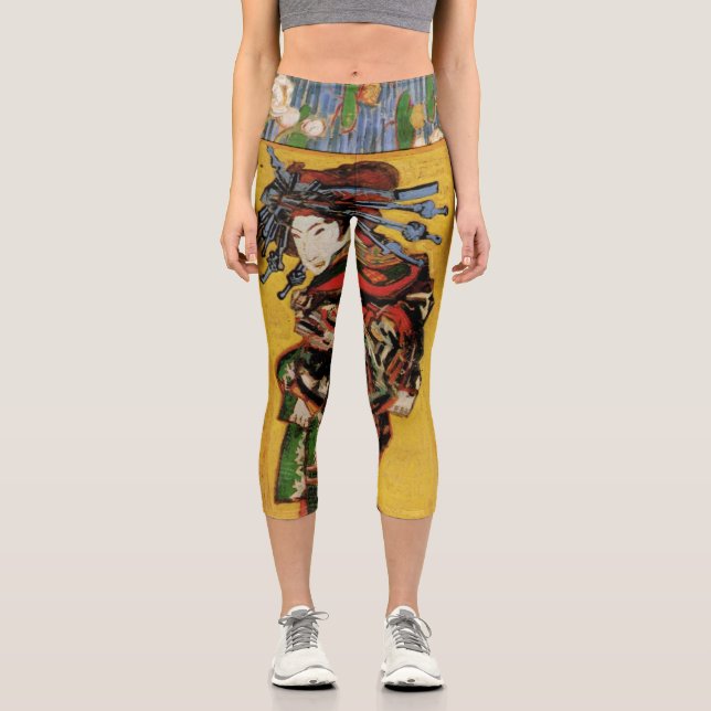 Japanese Courtesan Oiran by Vincent van Gogh Capri Leggings (Front)