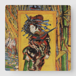 Japanese Courtesan Oiran by Vincent van Gogh Square Wall Clock