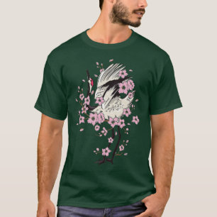 Japanese crane and crane with cherry blossom and S T-Shirt