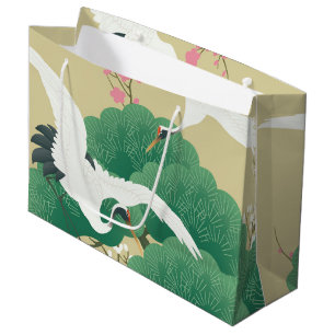 Japanese Crane and Pine Tree Large Gift Bag