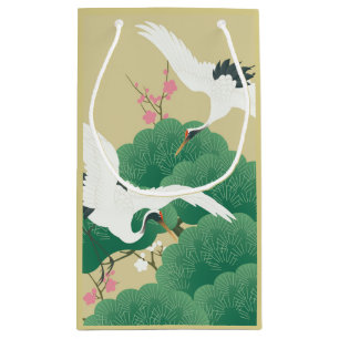 Japanese Crane and Pine Tree Small Gift Bag