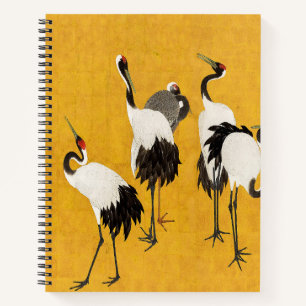 Japanese Crane Artwork Gold Pattern Notebook