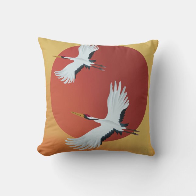 Japanese Crane birds Cushion (Front)