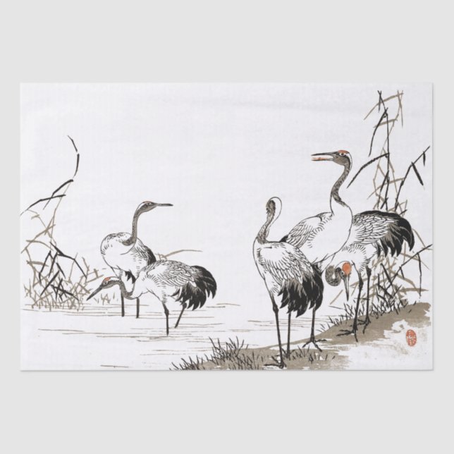 Japanese Crane Birds Wetland Wildlife Tissue Paper (Front)