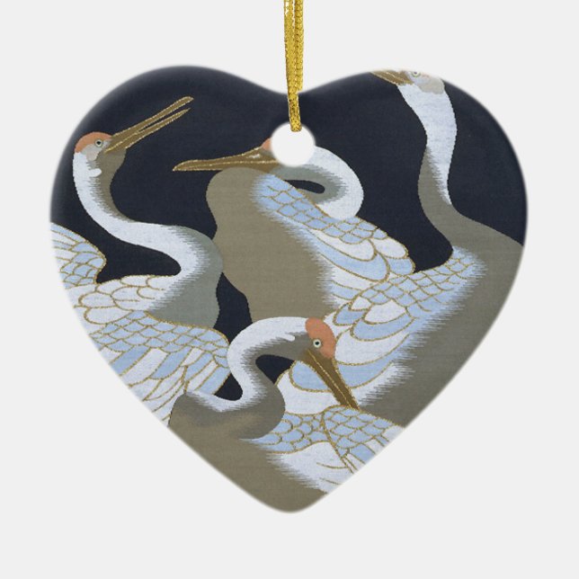 JAPANESE CRANE CERAMIC TREE DECORATION (Front)