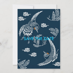 Japanese Crane Couple Save The Date