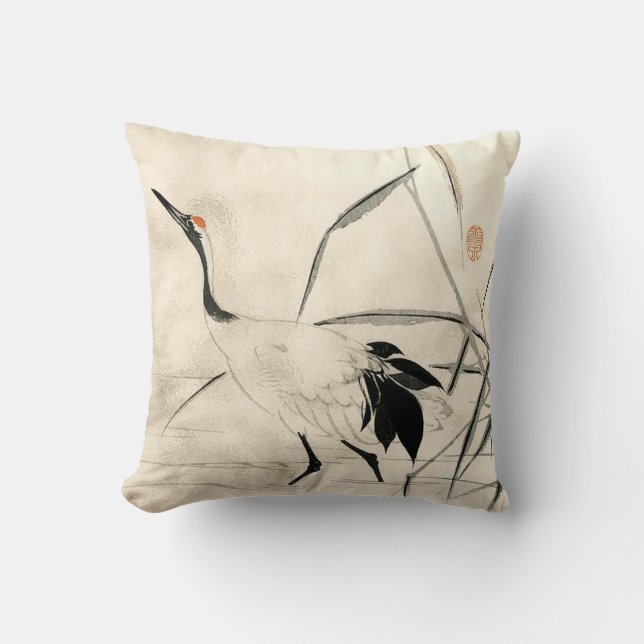 Japanese Crane Custom Pillow (Front)