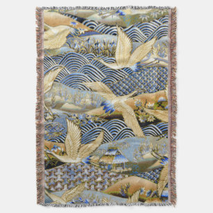 Japanese Crane Custom Throw Blanket
