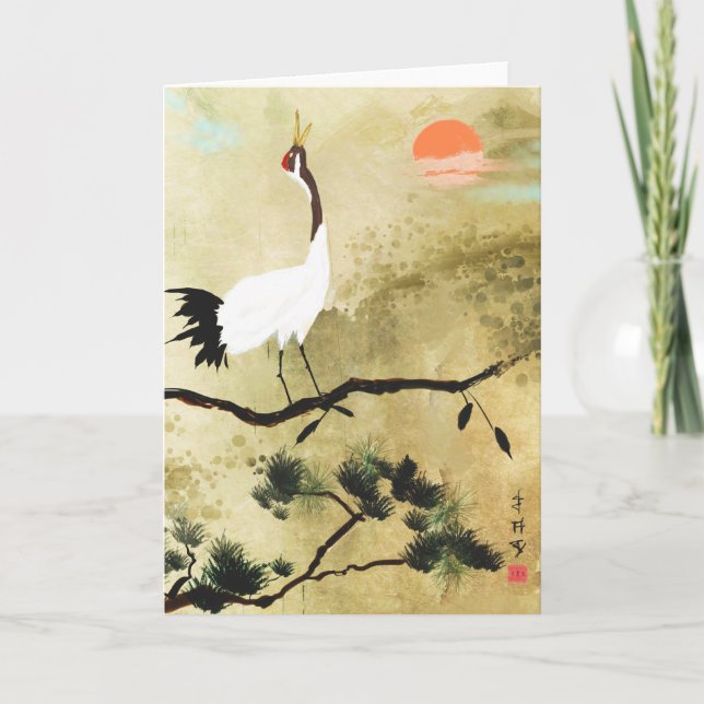 Japanese Crane Greeting Card (Front)