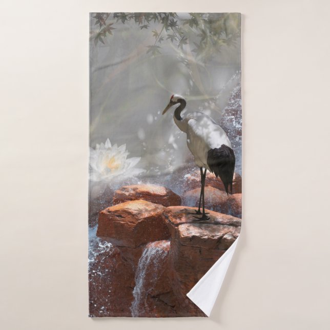 Japanese Crane “Longevity” Bath Towel (Bath Towel)