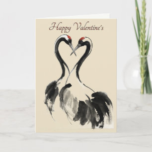 Japanese Crane Love Valentine Card