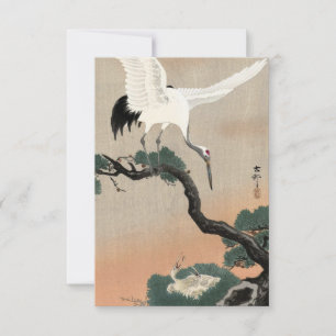 Japanese Crane on Branch of Pine by Ohara Koson Thank You Card