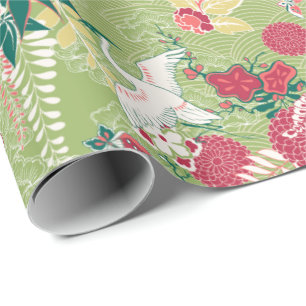 Japanese Crane Pattern Wrapping Paper