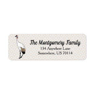 Japanese Crane   Personalised Return Address Label