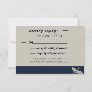 Japanese Crane RSVP With On-Line Option Card