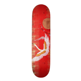 Japanese crane sun Japan sakura red painting Skateboard