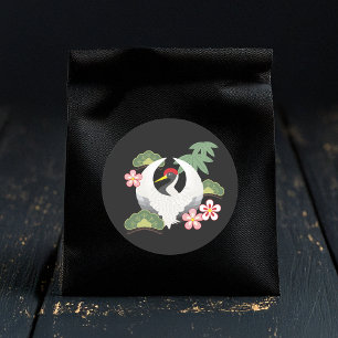 Japanese Crane Traditional Good Luck Symbol Classic Round Sticker
