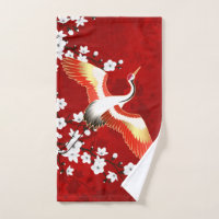 Japanese Crane White Cherry Blossom Red