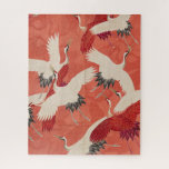 Japanese Cranes Burnt Orange Kimono Fabric Art Jigsaw Puzzle<br><div class="desc">Japanese redneck cranes pattern,  burnt orange kimono fabric art puzzle,  ready to entertain you!</div>
