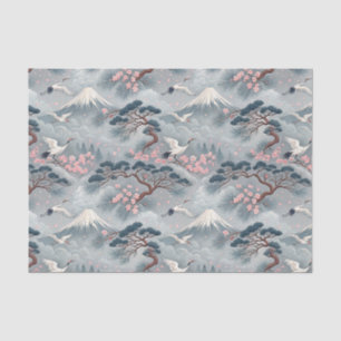 Japanese Cranes & Cherry Blossom Mt Fuji Pattern Tissue Paper
