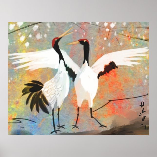 Japanese Cranes Custom Poster (Front)