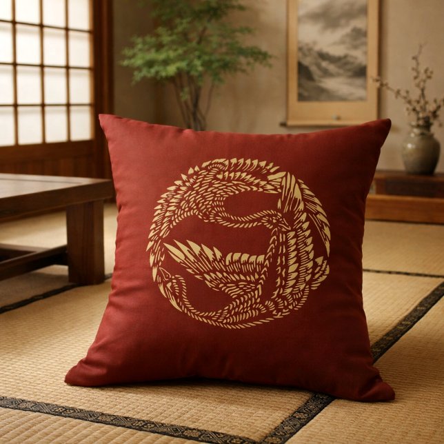 Japanese Cranes Customisable Colours Cushion (Creator Uploaded)