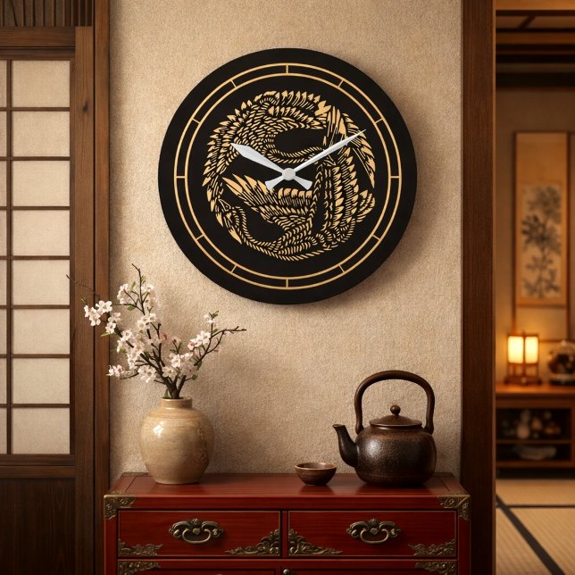 Japanese Cranes Customisable Colours Large Clock (Creator Uploaded)
