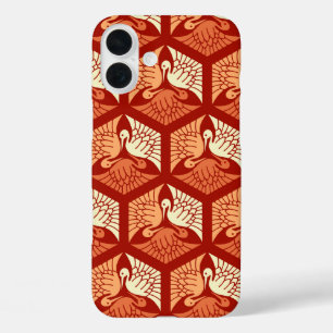 Japanese Cranes, Mandarin and Light Orange iPhone 16 Plus Case
