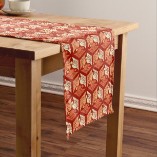 Japanese Cranes, Mandarin and Light Orange Short Table Runner