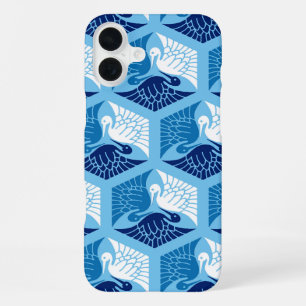 Japanese Cranes, Navy, White, and Light Blue iPhone Case