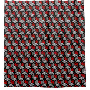 Japanese Cranes, Red, Grey / Grey and Black  Shower Curtain