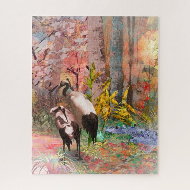 JAPANESE CRANES “Rising Sun” Jigsaw Puzzle (Vertical)