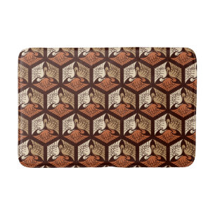 Japanese Cranes, Tan, Rust & Chocolate Brown  Bath Mat