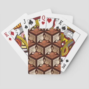 Japanese Cranes, Tan, Rust & Chocolate Brown Playing Cards