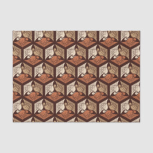 Japanese Cranes, Tan, Rust & Chocolate Brown Tissue Paper