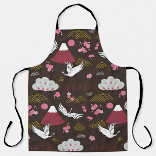 Japanese Cranes: Traditional Seamless Pattern Apron
