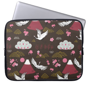 Japanese Cranes: Traditional Seamless Pattern Laptop Sleeve