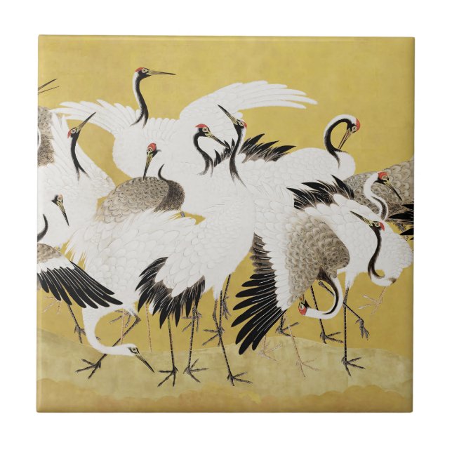Japanese Cranes Vintage Bird Classic Ceramic Tile (Front)