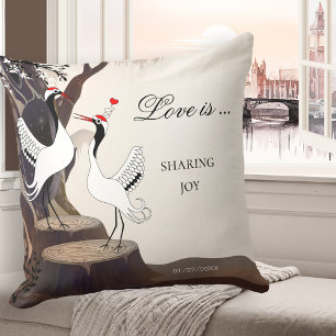 Japanese Cranes Wedding Love Birds Pillow