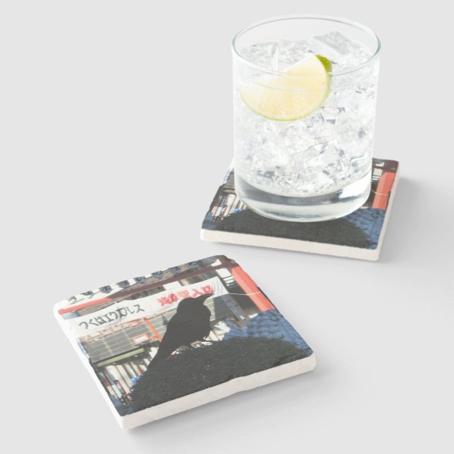 Japanese Crow Stone Coaster (Side)