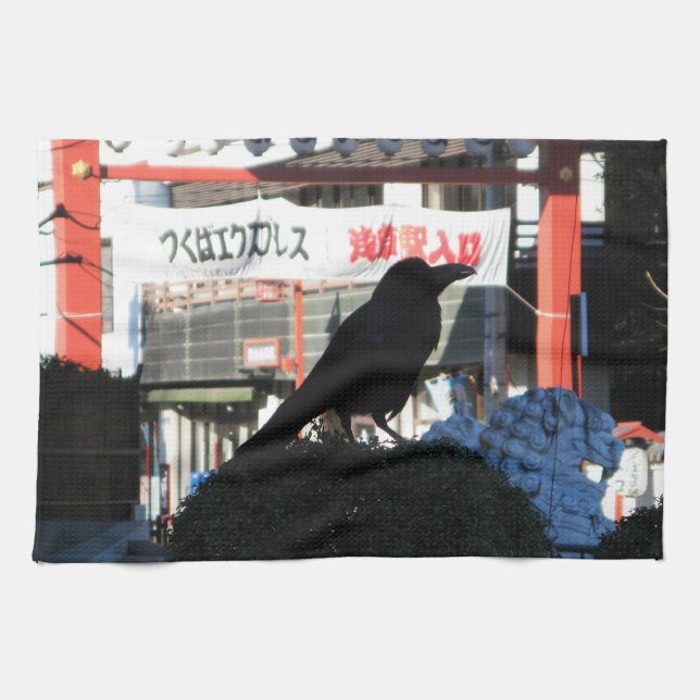 Japanese Crow Tea Towel (Horizontal)