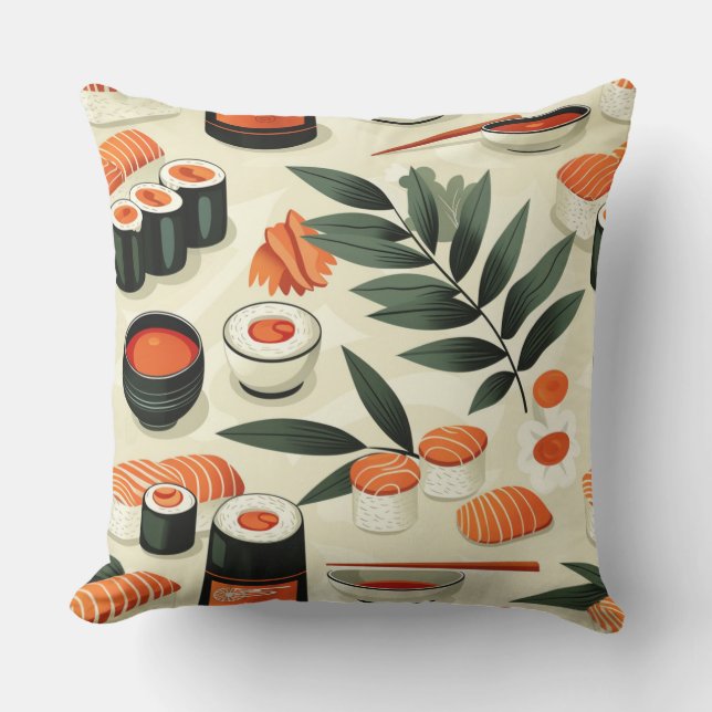 Japanese cuisine, rolls, sushi, sushi sticks, soy  cushion (Front)