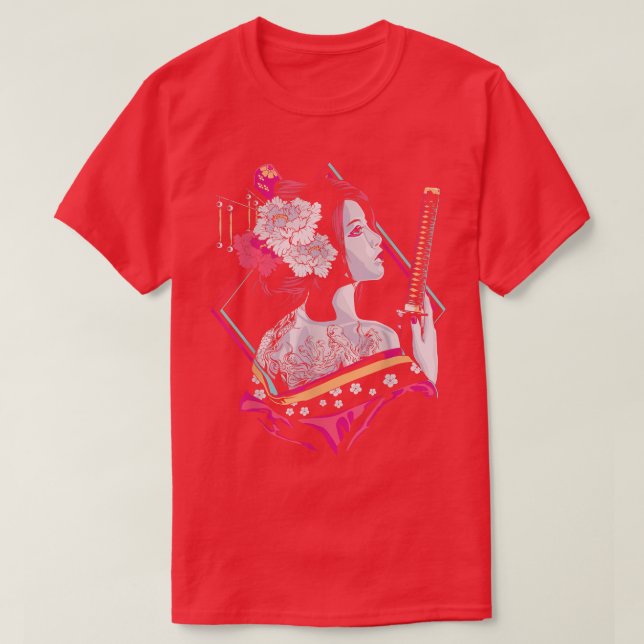 Japanese Culture Samurai Cherry Blossom Sakura Gei T-Shirt (Design Front)