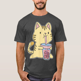 Japanese Cute Bubble Tea Kitty Kawaii Boba Tea Cat T-Shirt