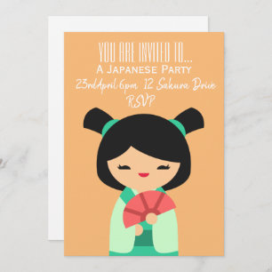 Japanese cute pink peach themed Japan party Invitation