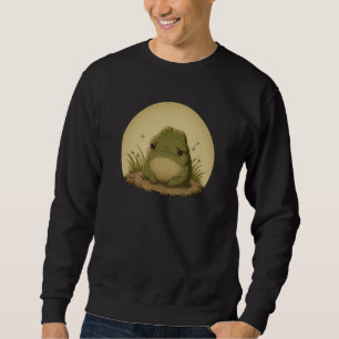 Japanese Cute Sad Cottagecore Frog Grumpy Japanese Sweatshirt