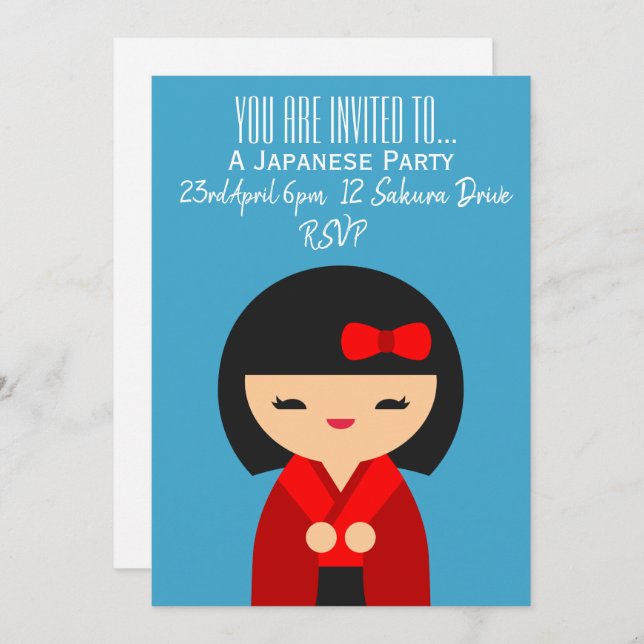 Japanese cute themed Japan party Invitation (Front/Back)